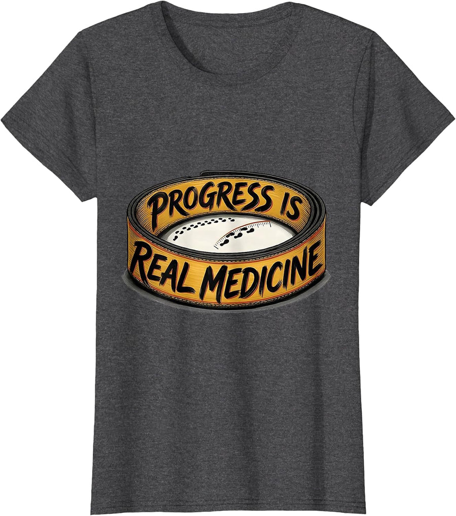 Women's Progress Is Real Medicine Physical Therapy PT Student Gift T-Shirt - Dark Heather Grey