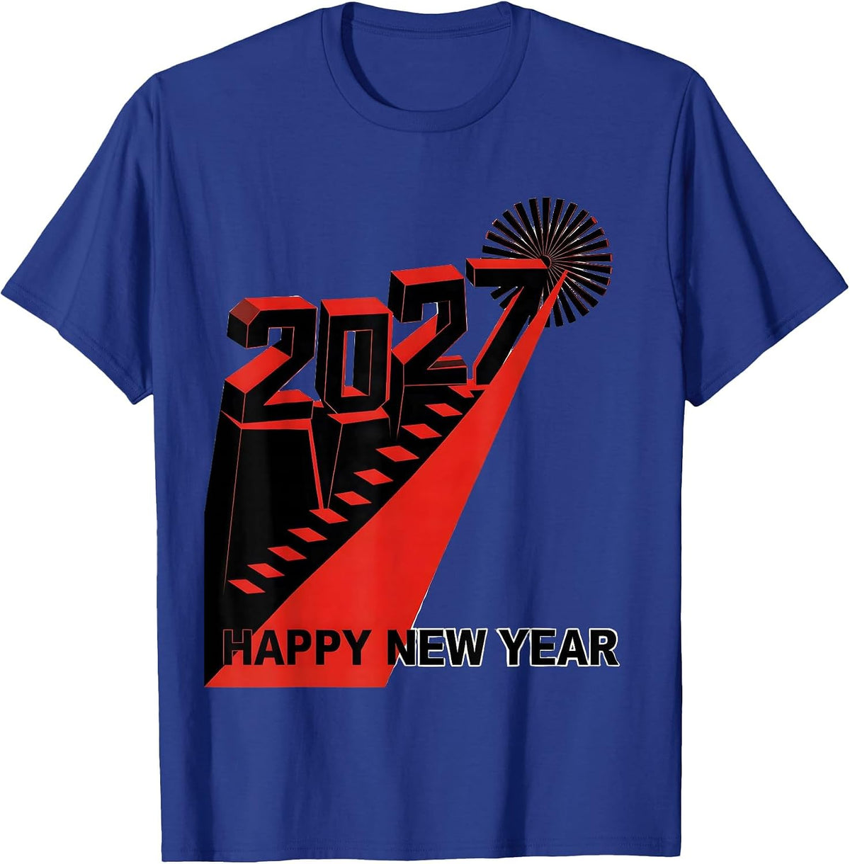 Men's Happy New Year 2027 Constructivist Party Host Family T-Shirt - Royal Blue