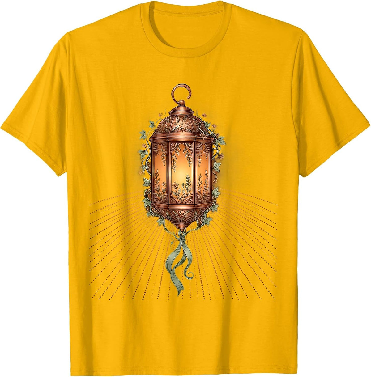 Men's Dear Person Behind Me Lantern Path Illustration T-Shirt - Golden Yellow