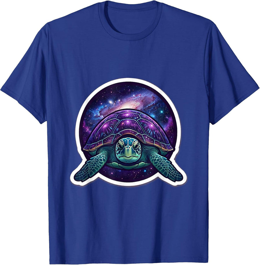 Cosmic Turtle Galaxy Shell Nature Space Art T-Shirt - Royal Blue