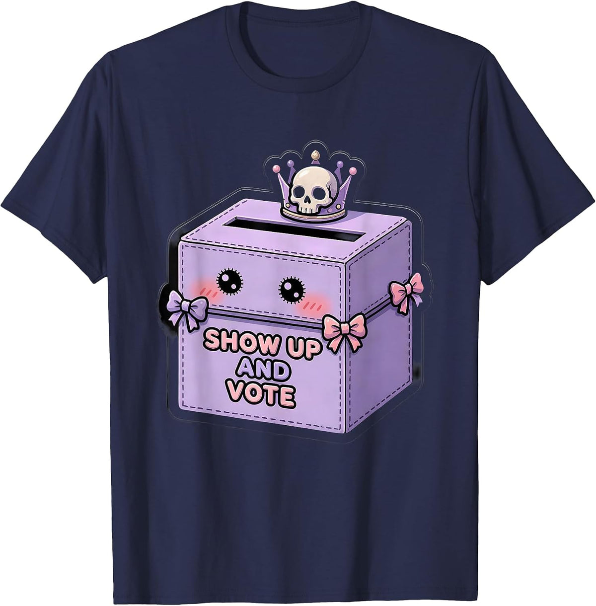 Show Up and Vote Civic Pride Labor Day Design T-Shirt - Navy Blue