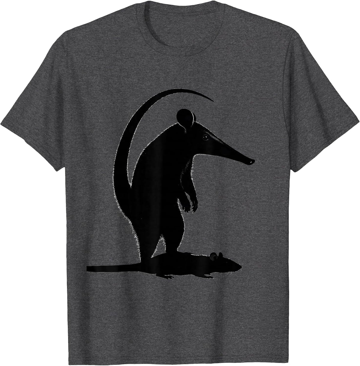 Men's Opossum Silhouette Funny Animal Meme Casual Humor T-Shirt - Dark Heather Grey