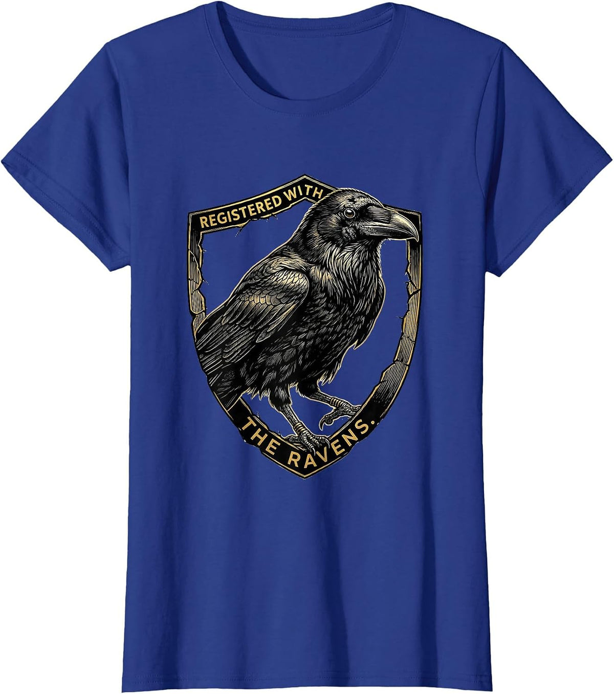 Women's Registered With The Ravens Dark Humor Gothic Bird Lover T-Shirt - Royal Blue