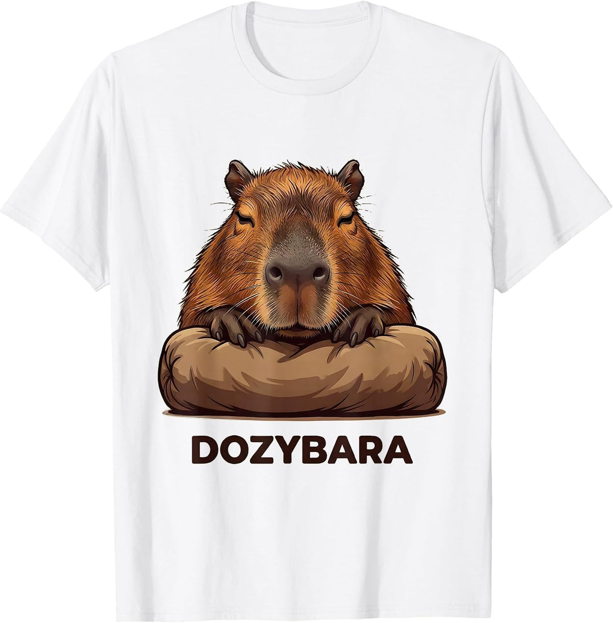 Dozybara Cute Capybara Sleepy Pajama Humor Kids Adults T-Shirt - White