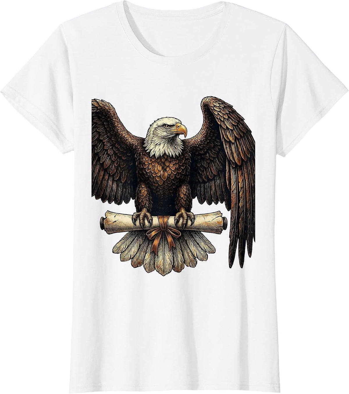 Eagle Clutching Diploma College Graduation Design T-Shirt - White