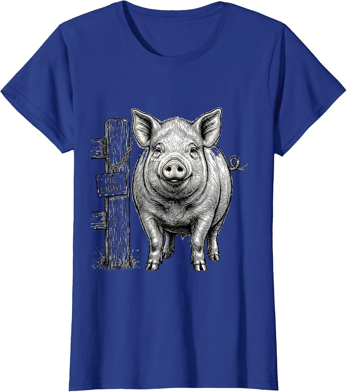Women's Pig Eight Funny Pig Lover Novelty Humor Gift T-Shirt - Royal Blue