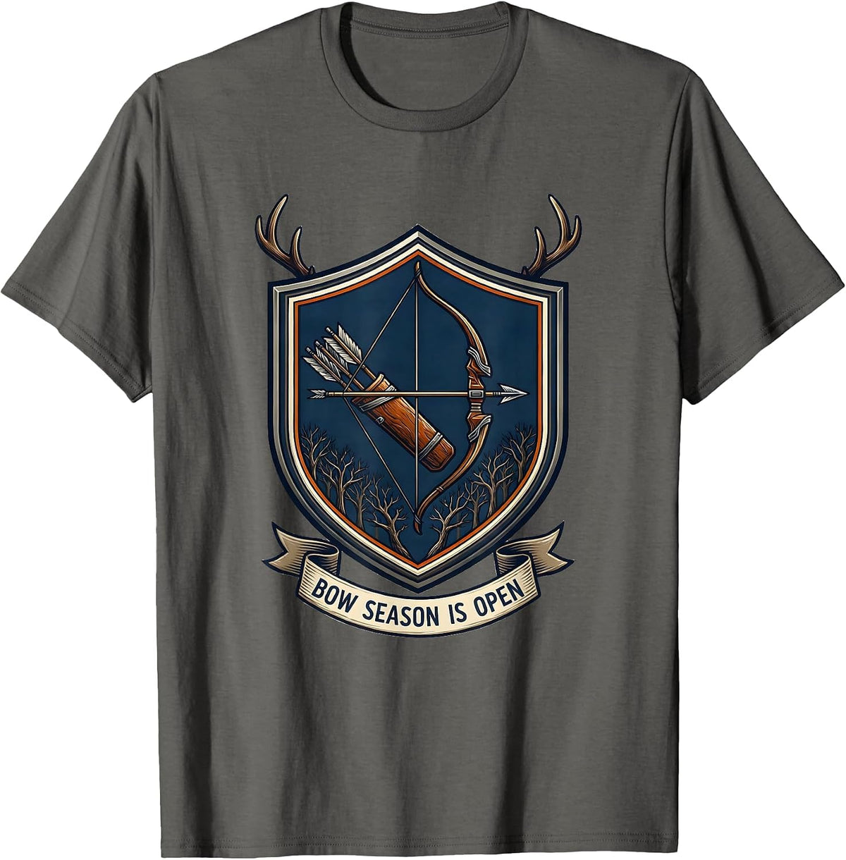 Bow Season Is Open Archery Bowhunter Deer Elk Hunting Pride T-Shirt - Asphalt Grey
