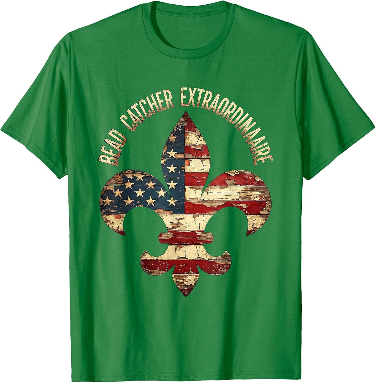 Men's Bead Catcher Extraordinaire Mardi Gras Design T-Shirt - Kelly Green