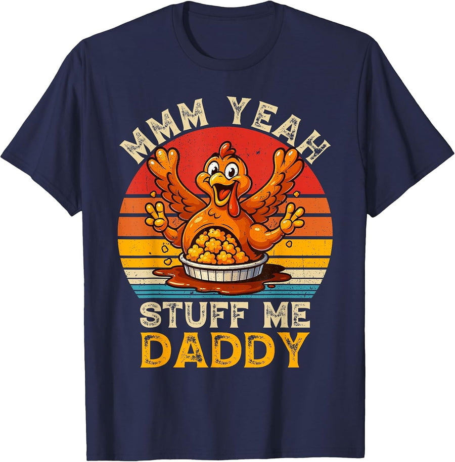 Thanksgiving Tacky Dirty Turkey Funny Men Women Adult Humor T-Shirt - Navy Blue