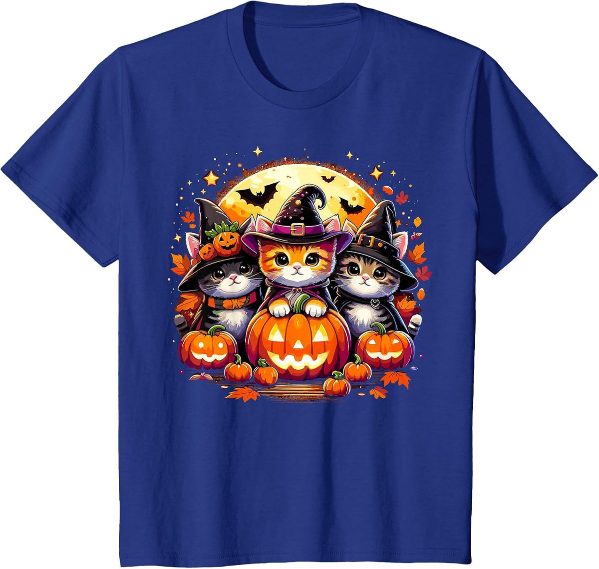 Halloween Cat Pumpkin Spooky T-Shirt - Royal Blue