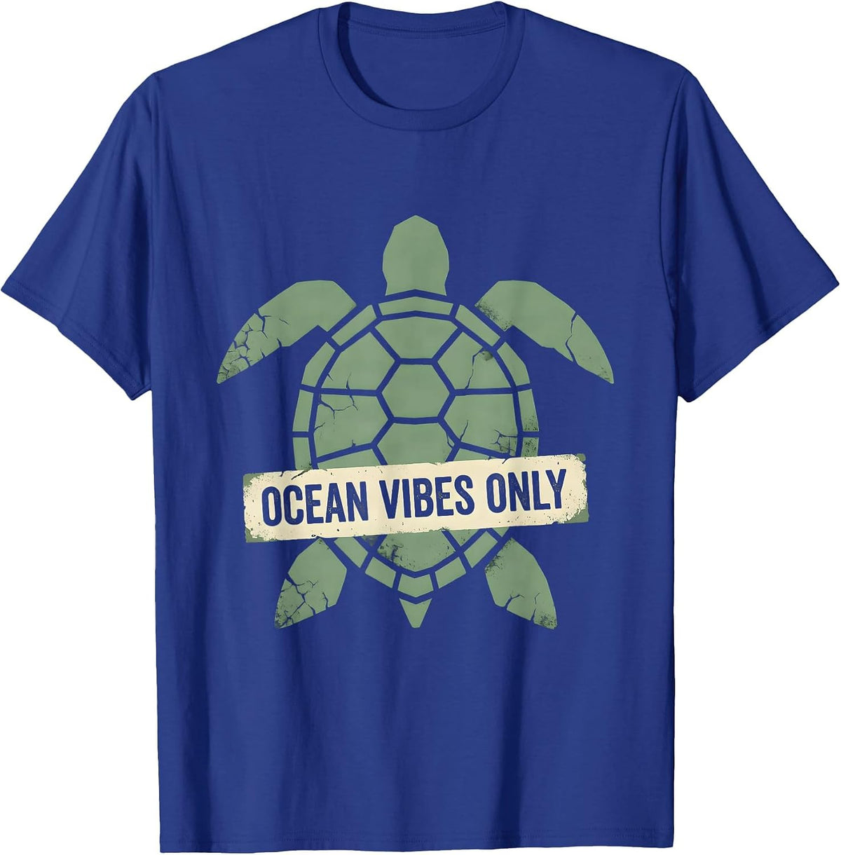 Men's Ocean Vibes Only Turtle Coastal Design T-Shirt - Royal Blue