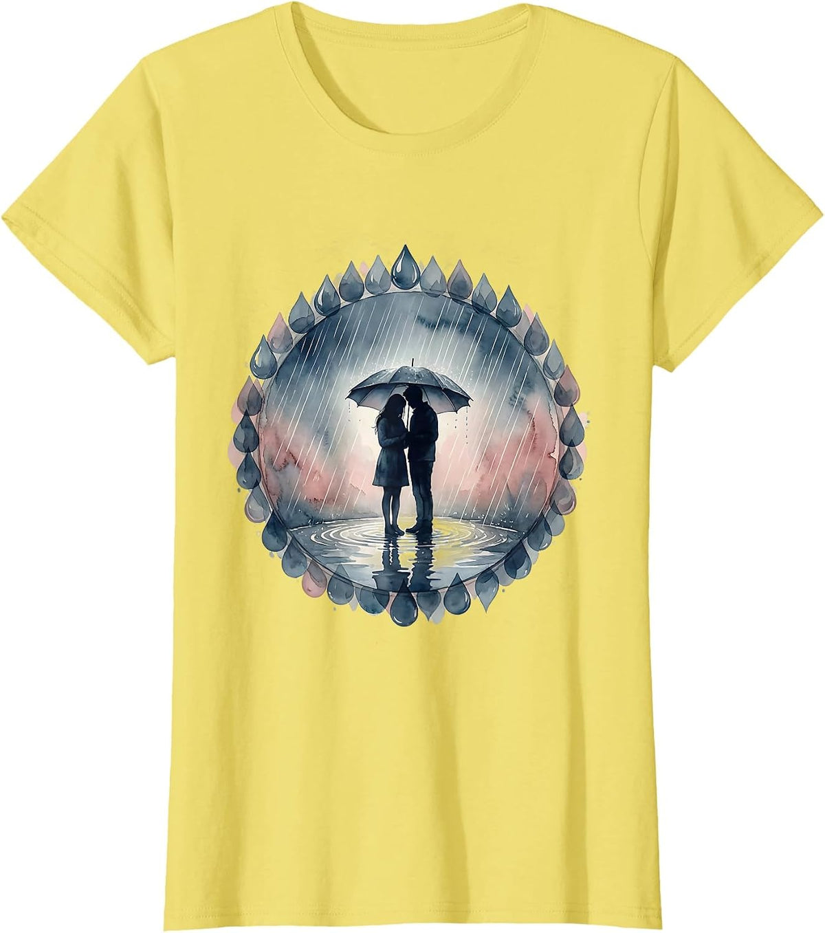Women's Suicide Awareness Two People Sharing Umbrella T-Shirt - Lemon Yellow