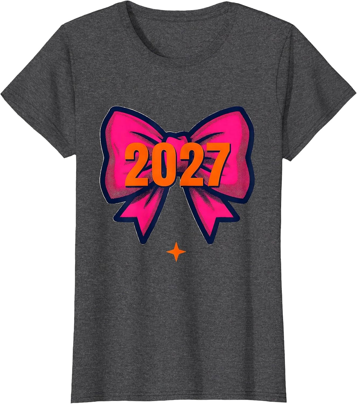 Women's 2027 Coquette Bow New Year Eve Party Girly Bow Lover T-Shirt - Dark Heather Grey