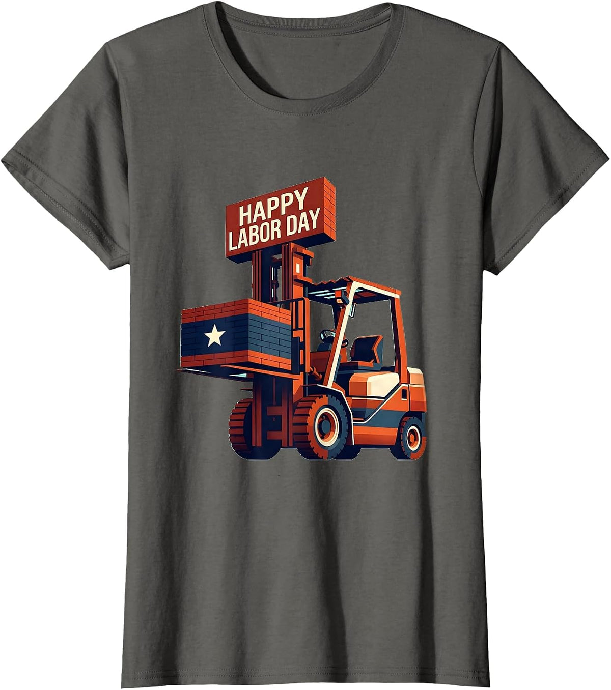 Women's Happy Labor Day Midcentury Modern Patriotic Union Worker T-Shirt - Asphalt Grey