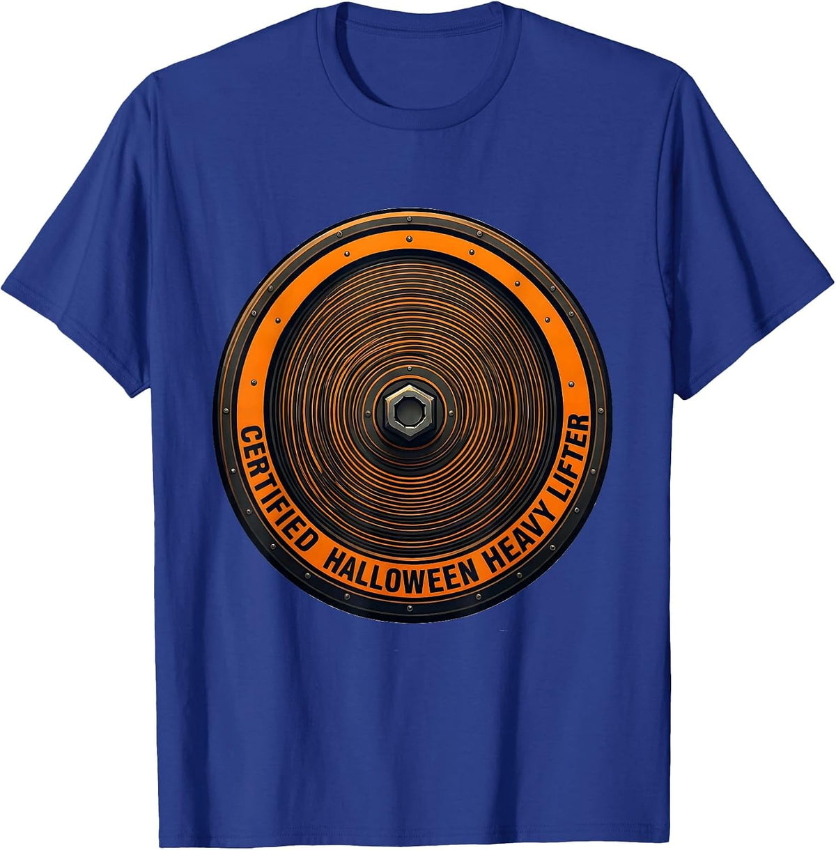 Certified Halloween Heavy Lifter Geometric Weight Lifter Gym T-Shirt - Royal Blue