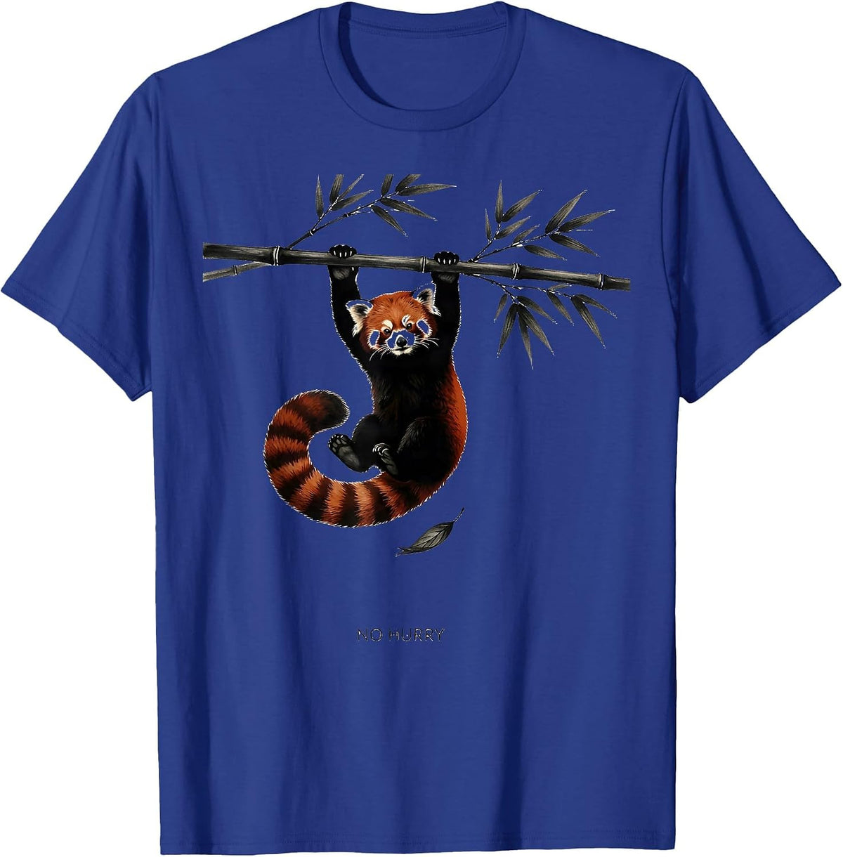 Men's No Hurry Minimalist Red Panda Cute Humor Animal Lover Gift T-Shirt - Royal Blue