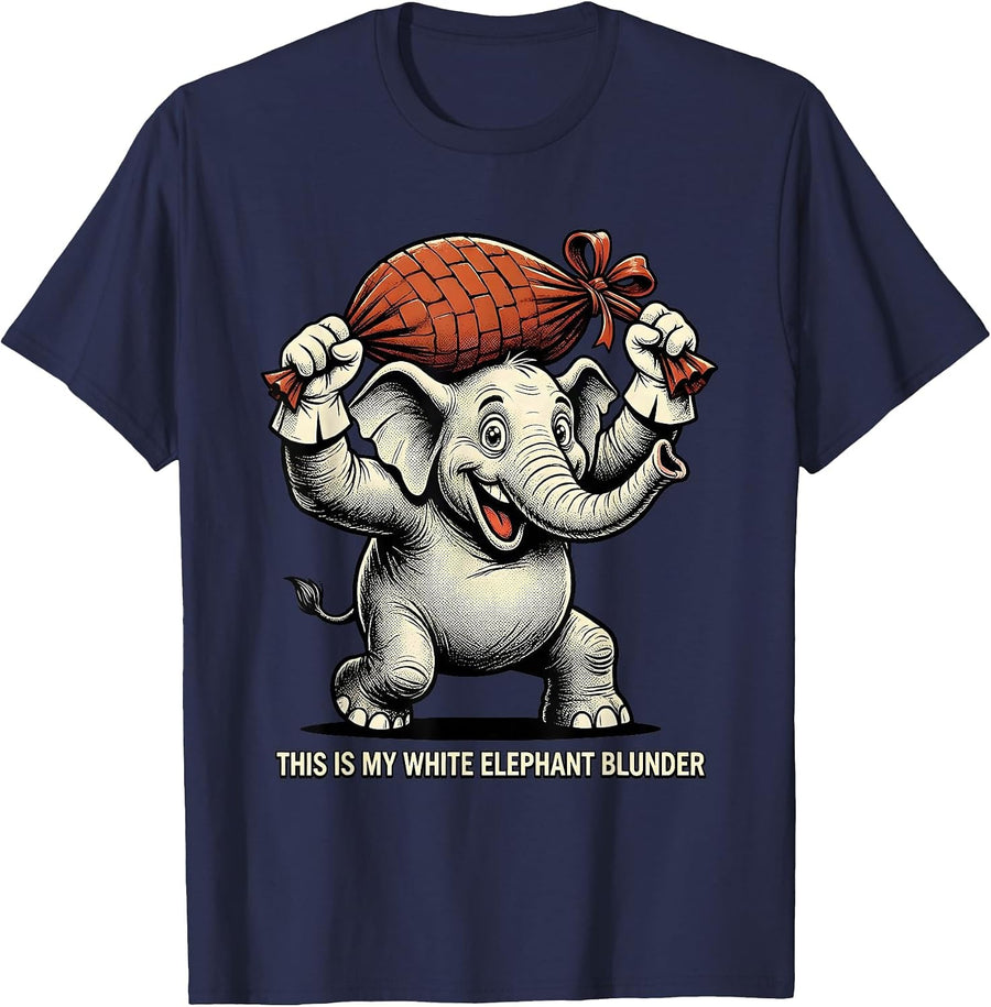 This Is My White Elephant Blunder Funny White Elephant Gift T-Shirt - Navy Blue