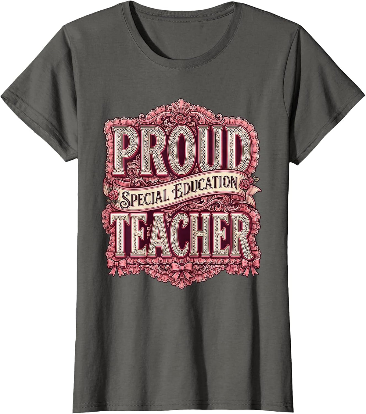 Women's Proud Special Education Teacher Graphic Design T-Shirt - Asphalt Grey