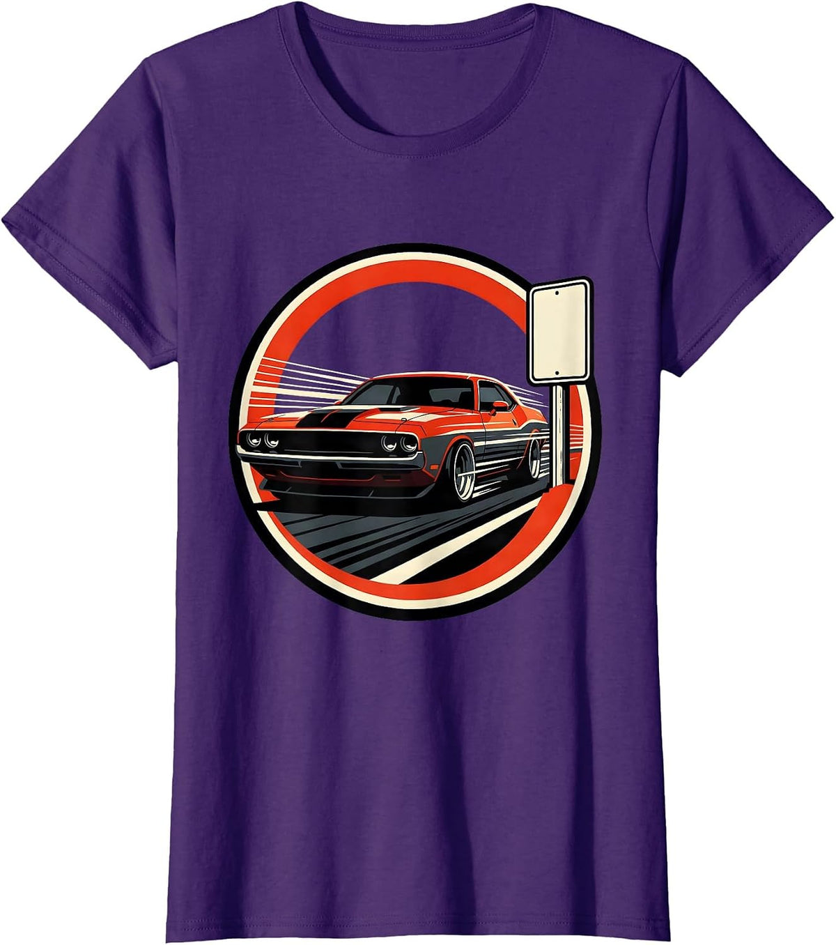 Women's Racing Lifestyle Labor Day Muscle Car Design T-Shirt - Purple