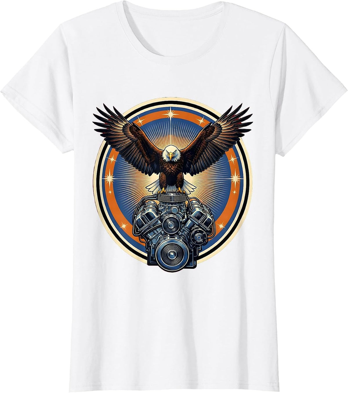 Valley Forge Automotive Bald Eagle V8 Engine T-Shirt - White