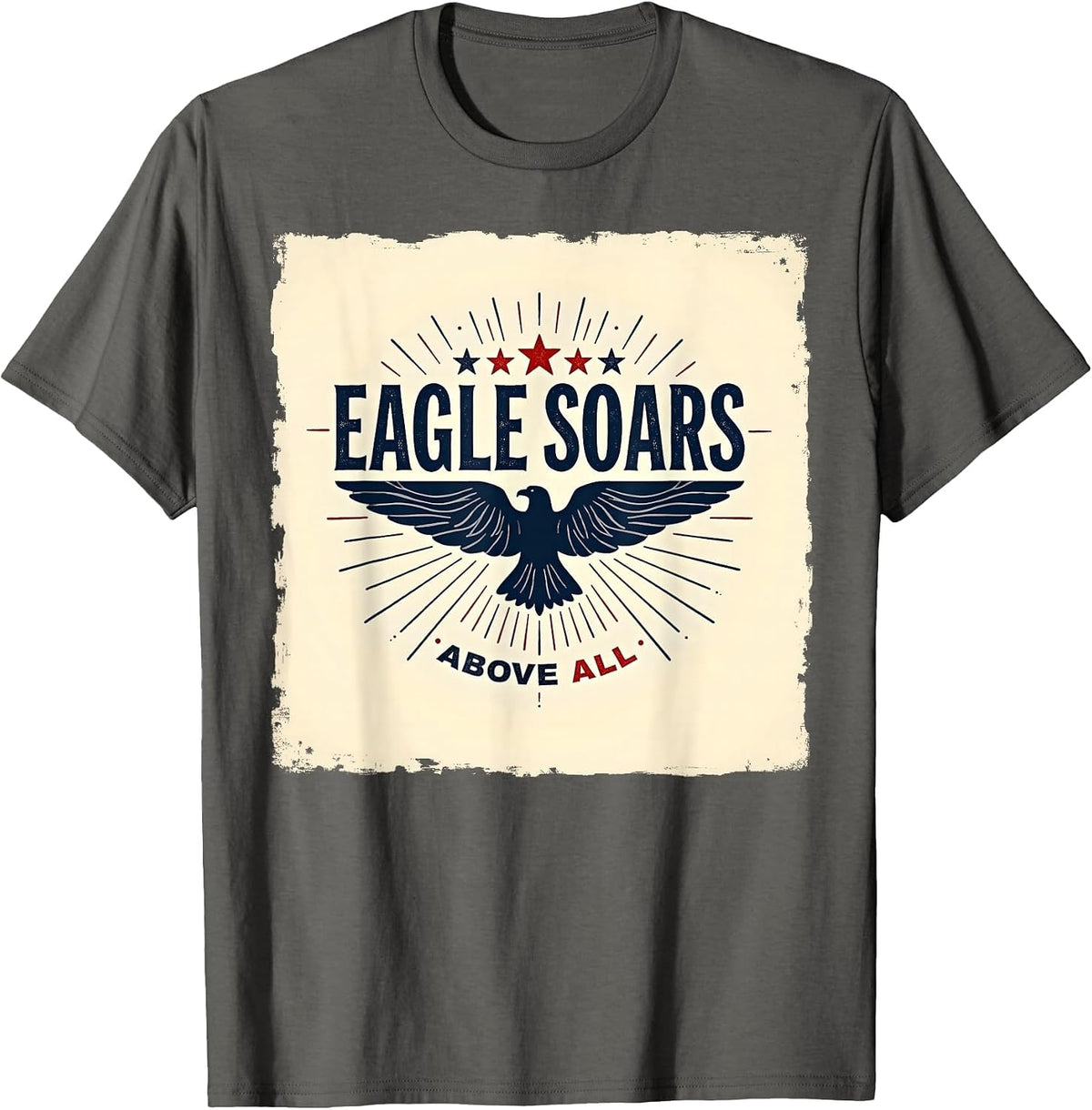 Eagle Soars Above All Patriotic Design T-Shirt - Asphalt Grey