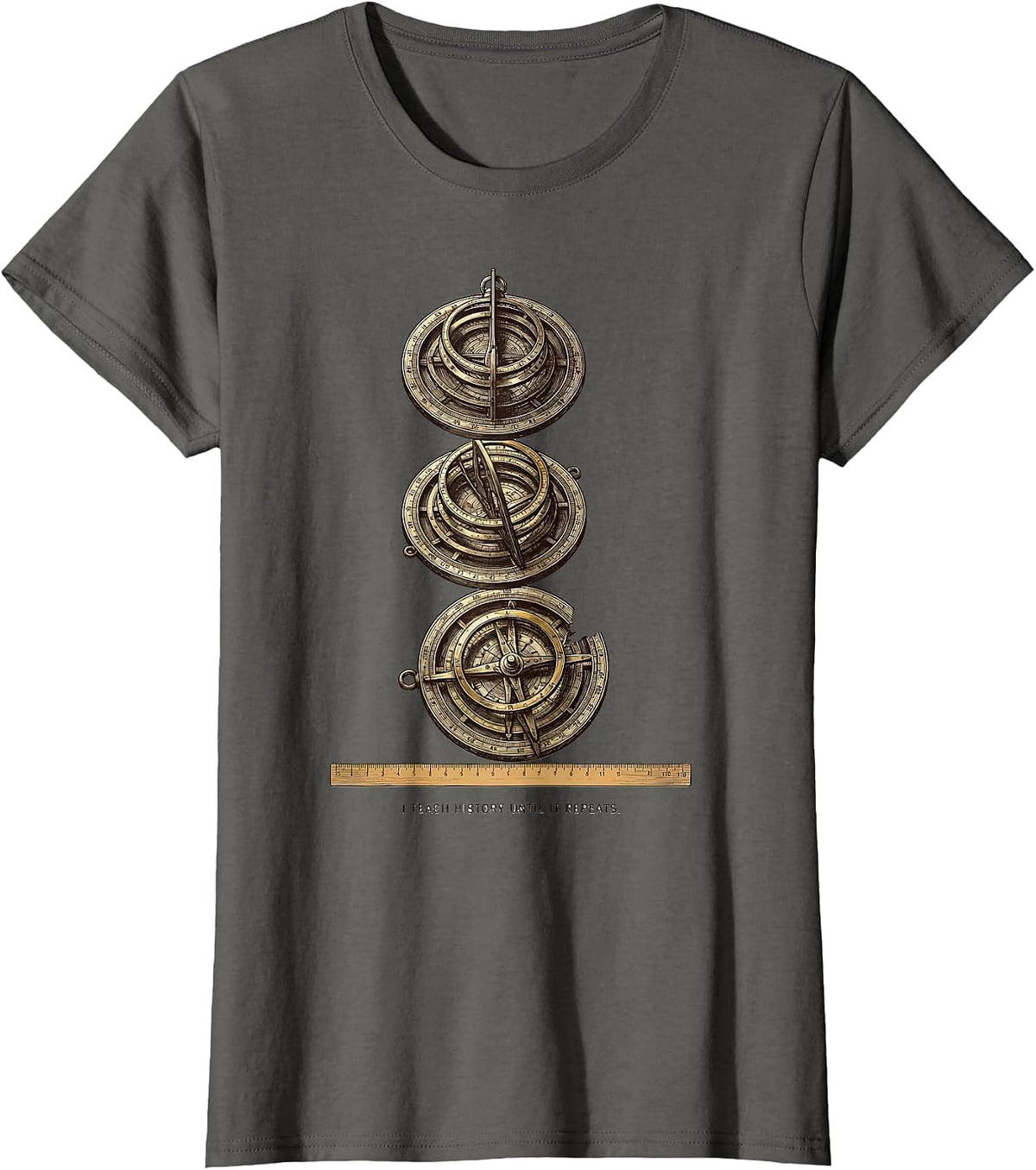 Women's I Teach History Until It Repeats Funny History Teacher Gift T-Shirt - Asphalt Grey