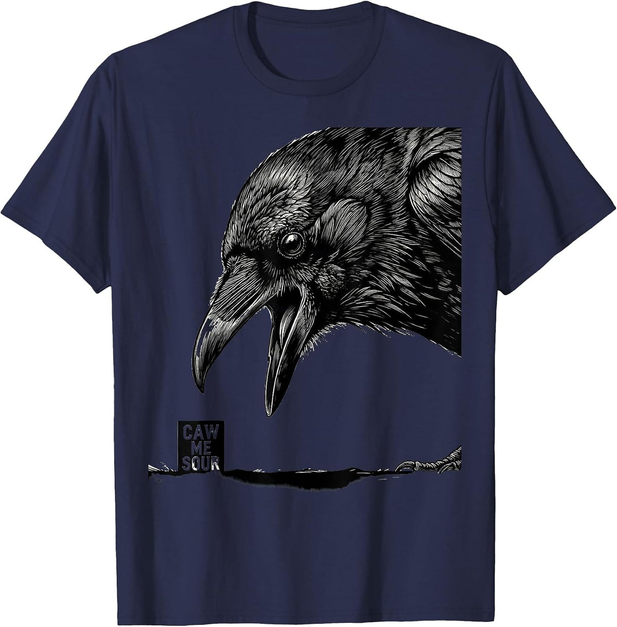 caw me sour Gothic Crow Raven Bird Pun Humor T-Shirt - Navy Blue