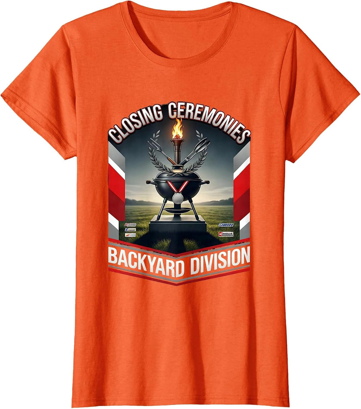 Closing Ceremonies Backyard Division Racing Grill Dad T-Shirt - Orange