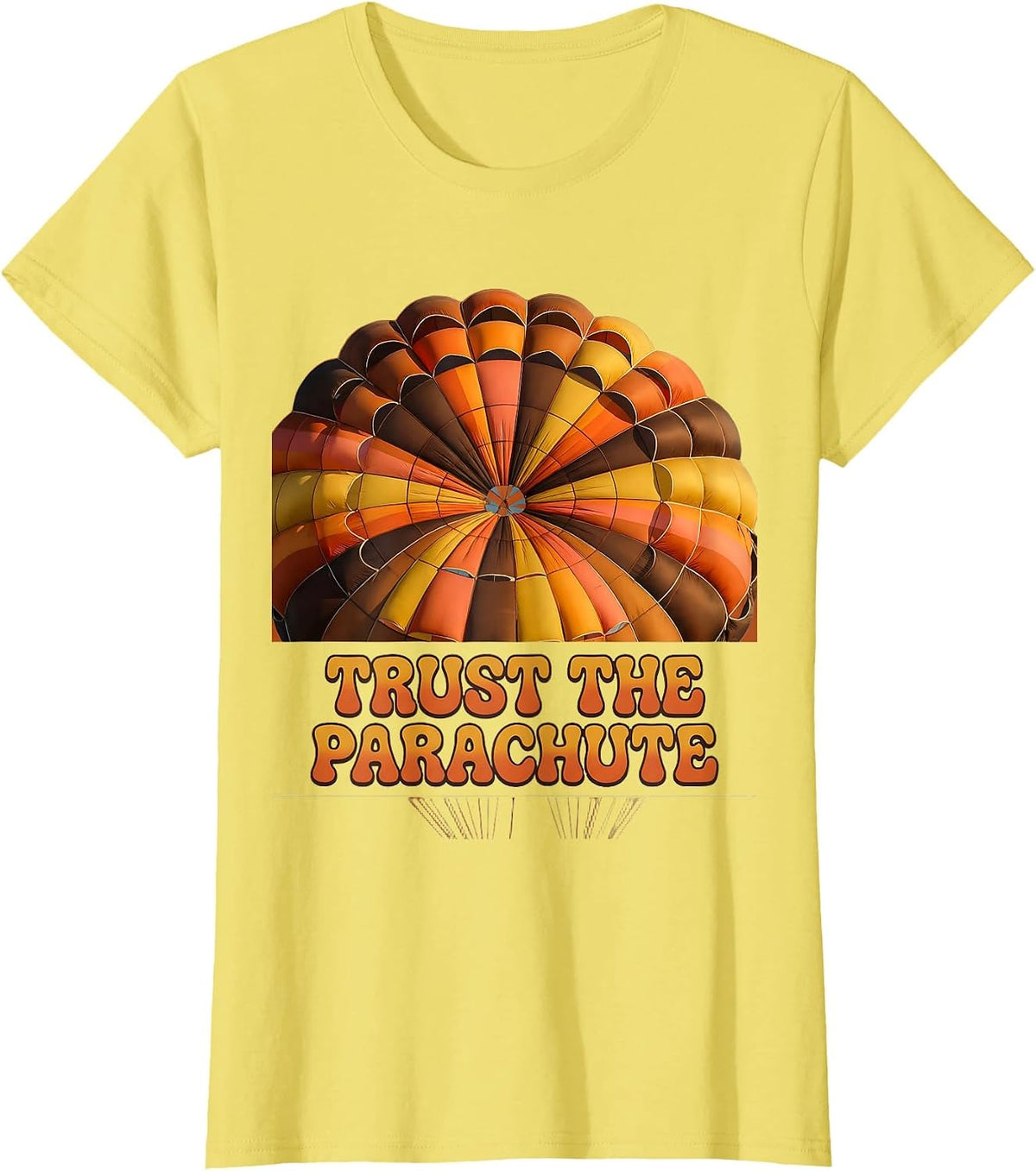 Trust the Parachute Bold Graphic Design T-Shirt - Lemon Yellow