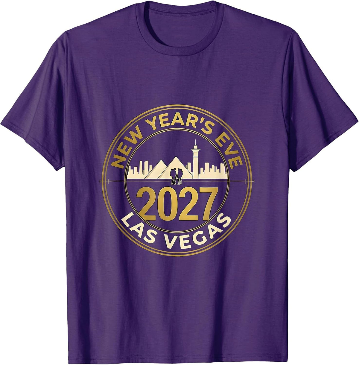 New Year's Eve Las Vegas 2027 Emblem Souvenir Vacation Trip T-Shirt - Purple