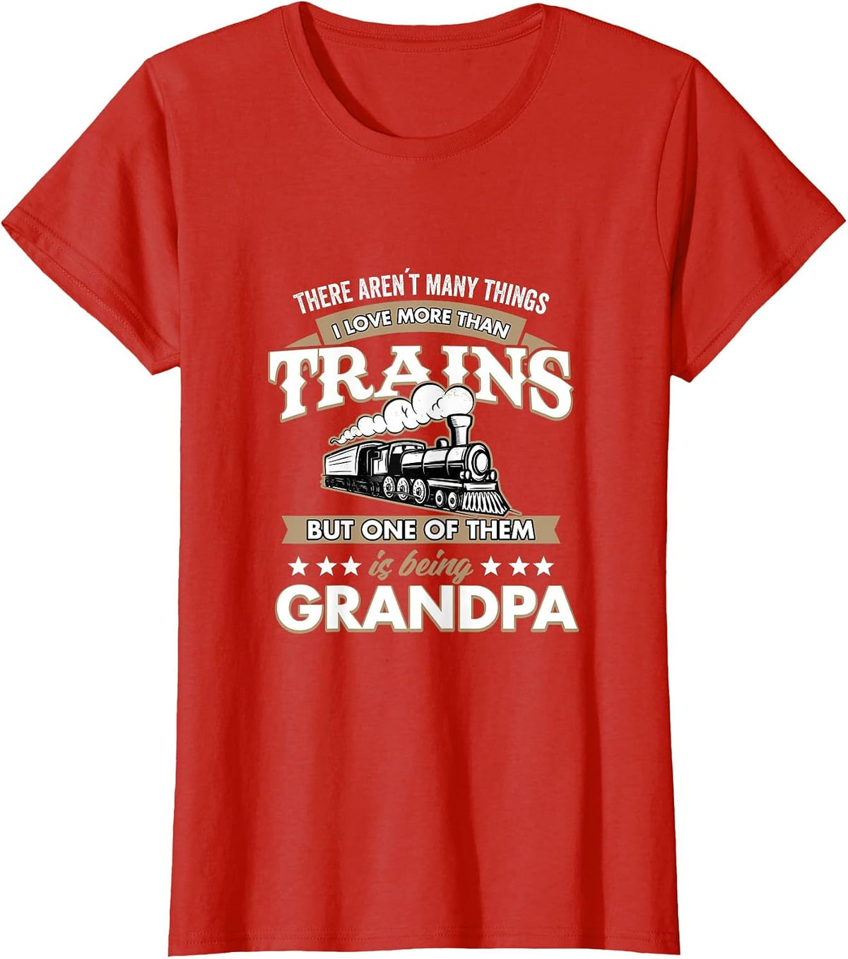 I Love More Than Trains Being Grandpa Railway T-Shirt - Red