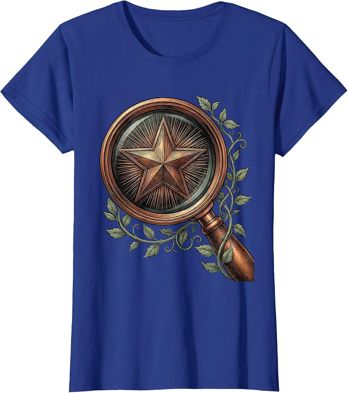 Women's Special Education Magnifying Glass Star Design T-Shirt - Royal Blue