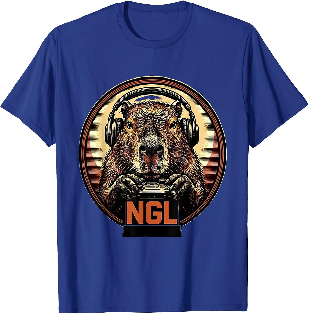 Men's Ngl Funny Capybara Gamer Meme Humor Video Games T-Shirt - Royal Blue