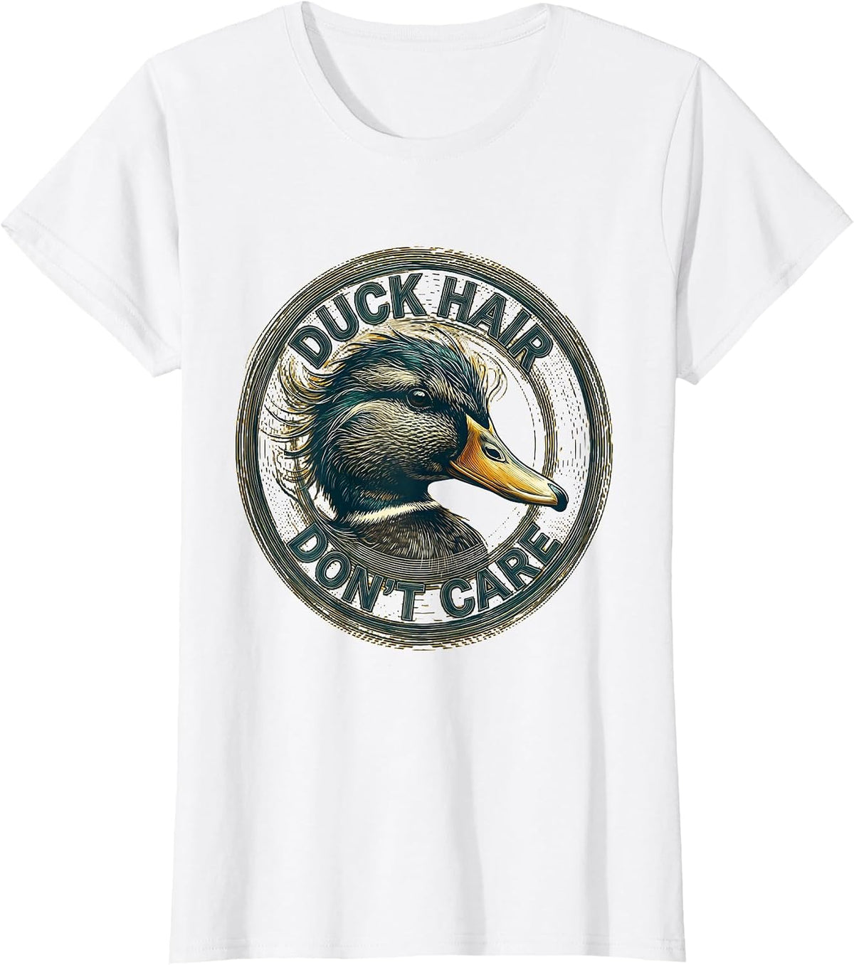 Duck Hair Don't Care Funny Duck Design T-Shirt - White
