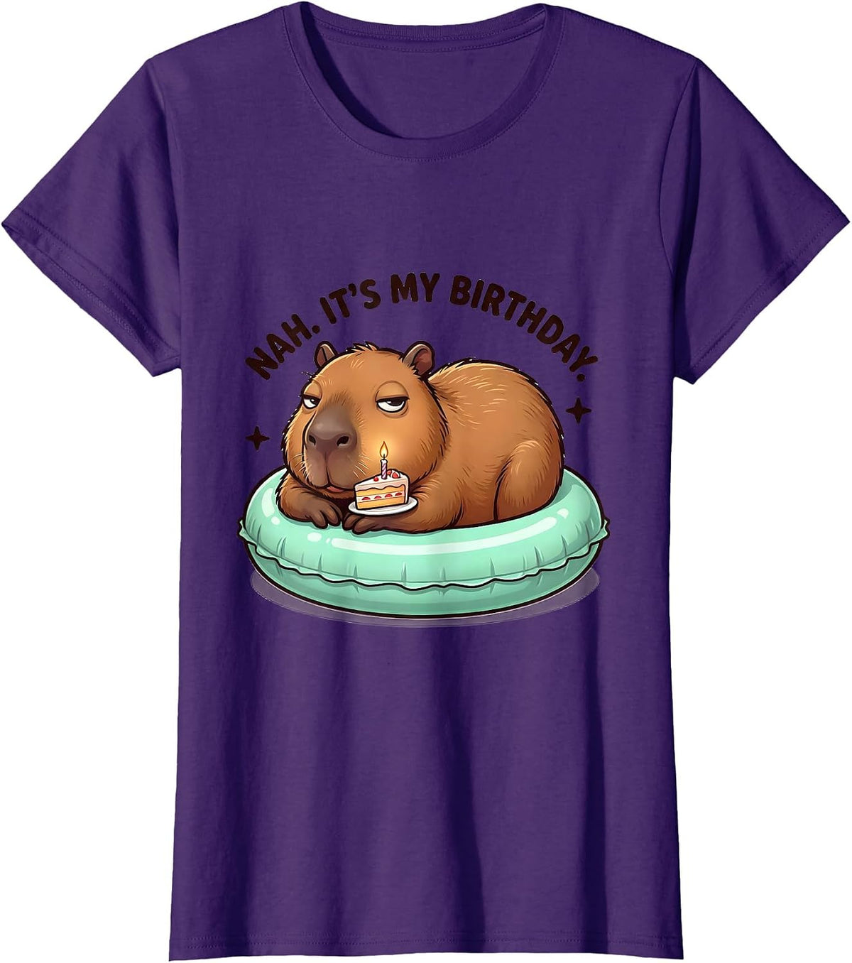 Women's Nah It's My Birthday Cute Kawaii Capybara Birthday Gift T-Shirt - Purple