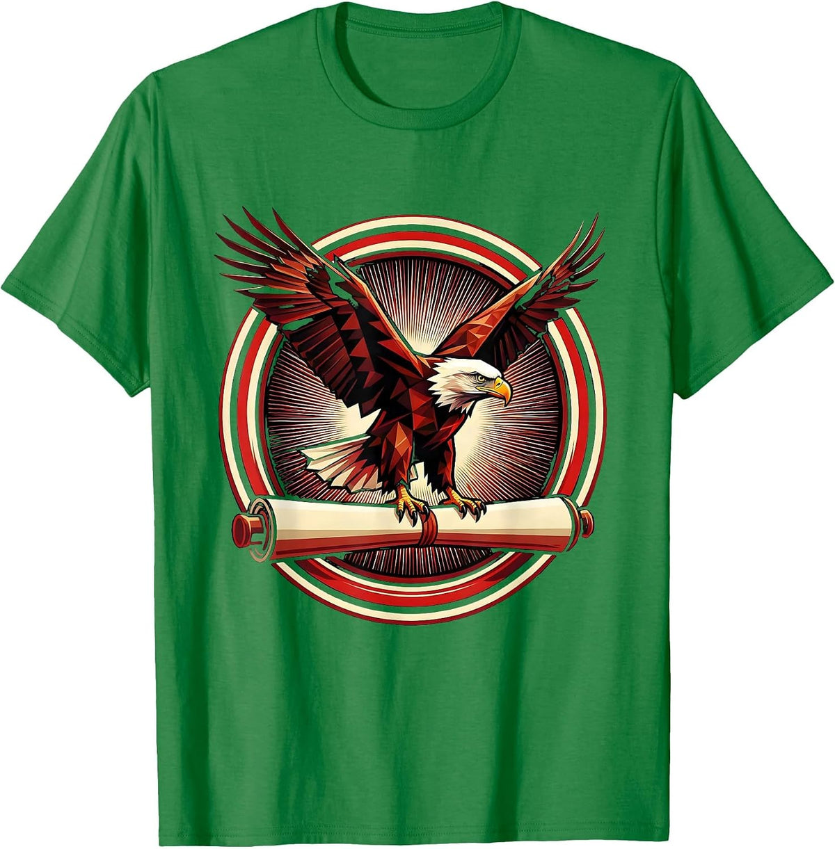 Men's Eagle on Parchment First Amendment Patriotic Design T-Shirt - Kelly Green