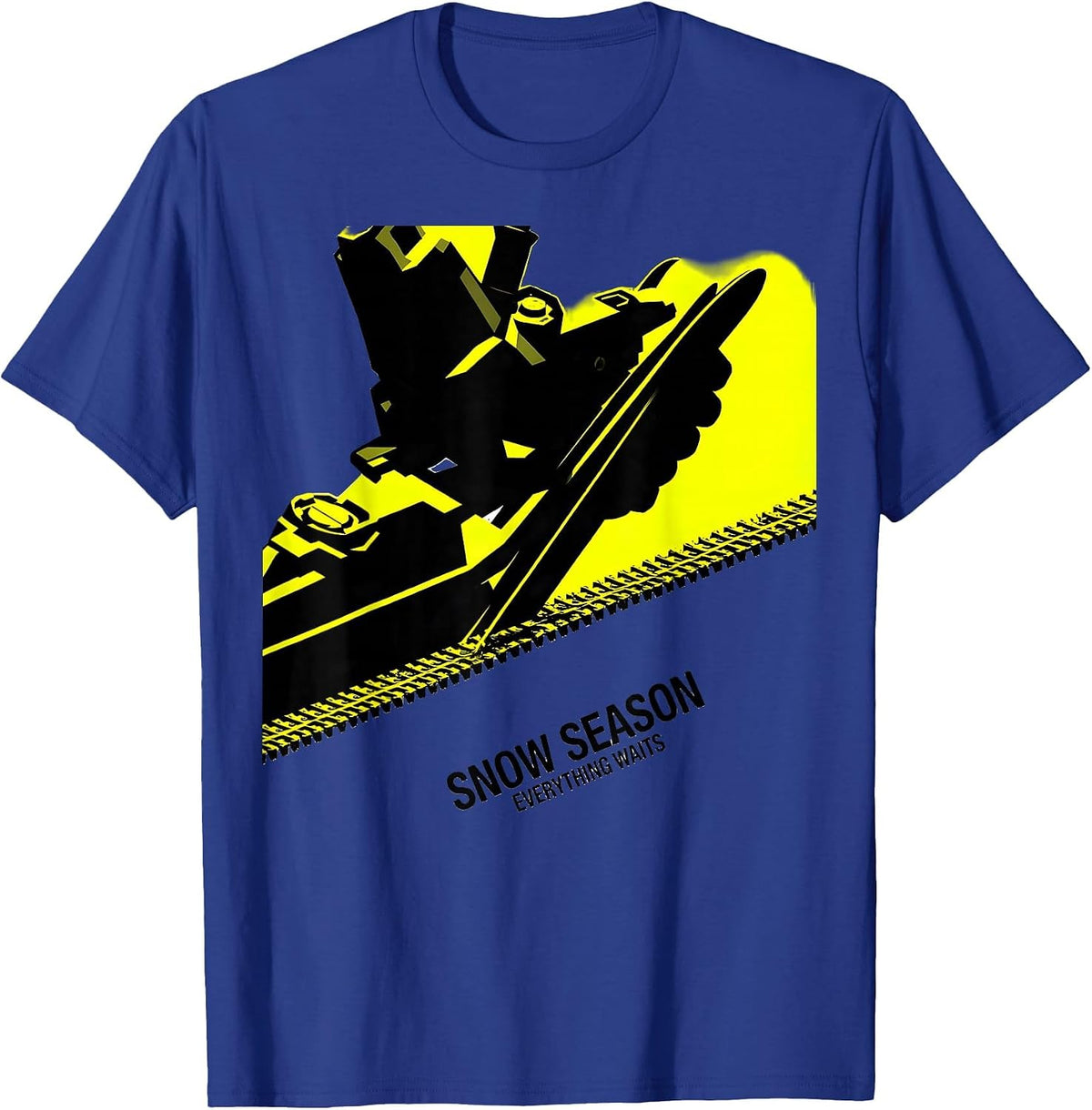 Snow Season, Everything Waits New Wave Snowmobile Rider T-Shirt - Royal Blue