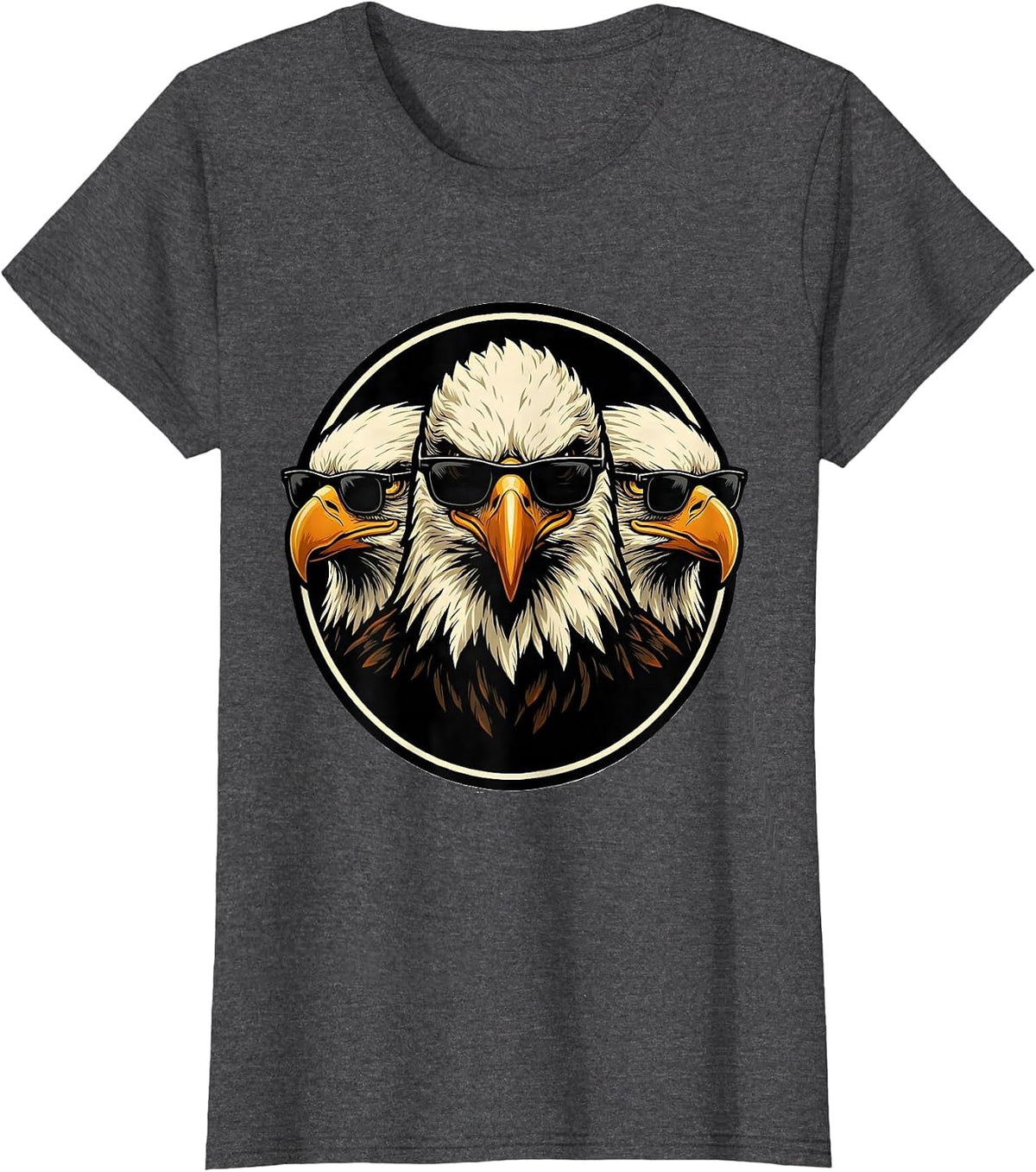 Women's Eagle Mascot Sunglasses Novelty Eagle Lover T-Shirt - Dark Heather Grey