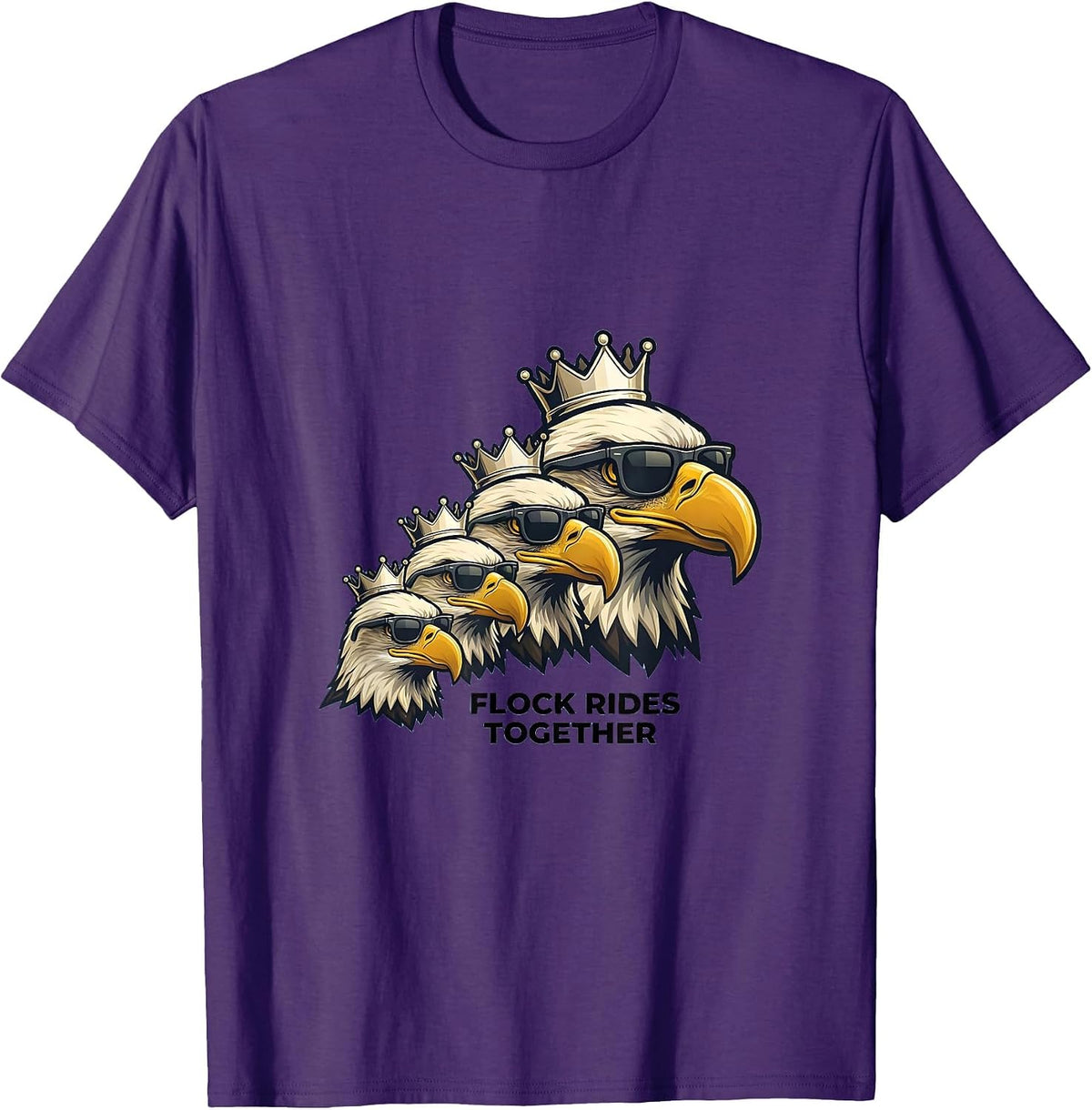 Men's FLOCK RIDES TOGETHER Eagle Mascot Sunglasses Eagle Fan T-Shirt - Purple