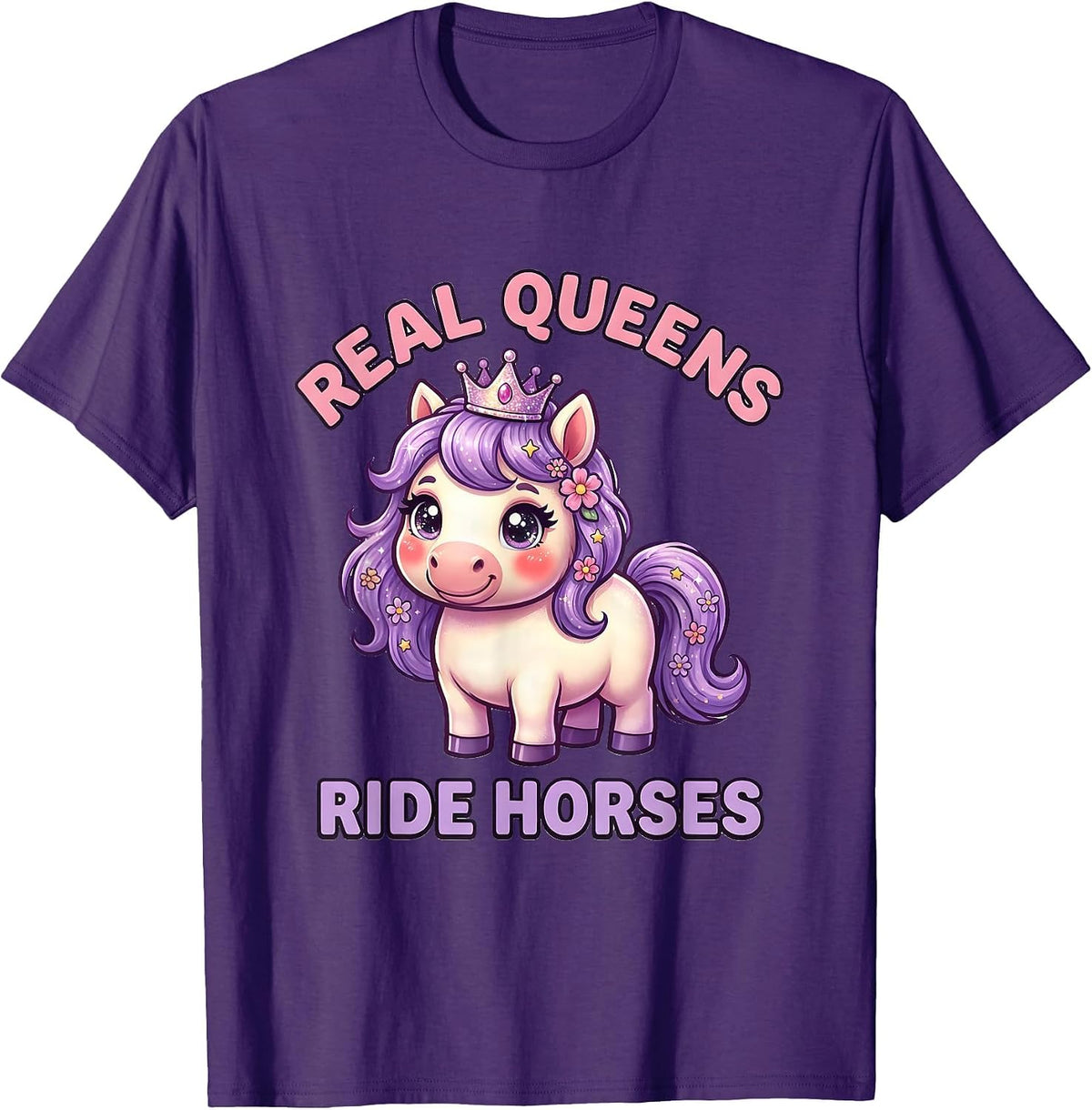 Men's Real Queens Ride Horses Rodeo Design T-Shirt - Purple