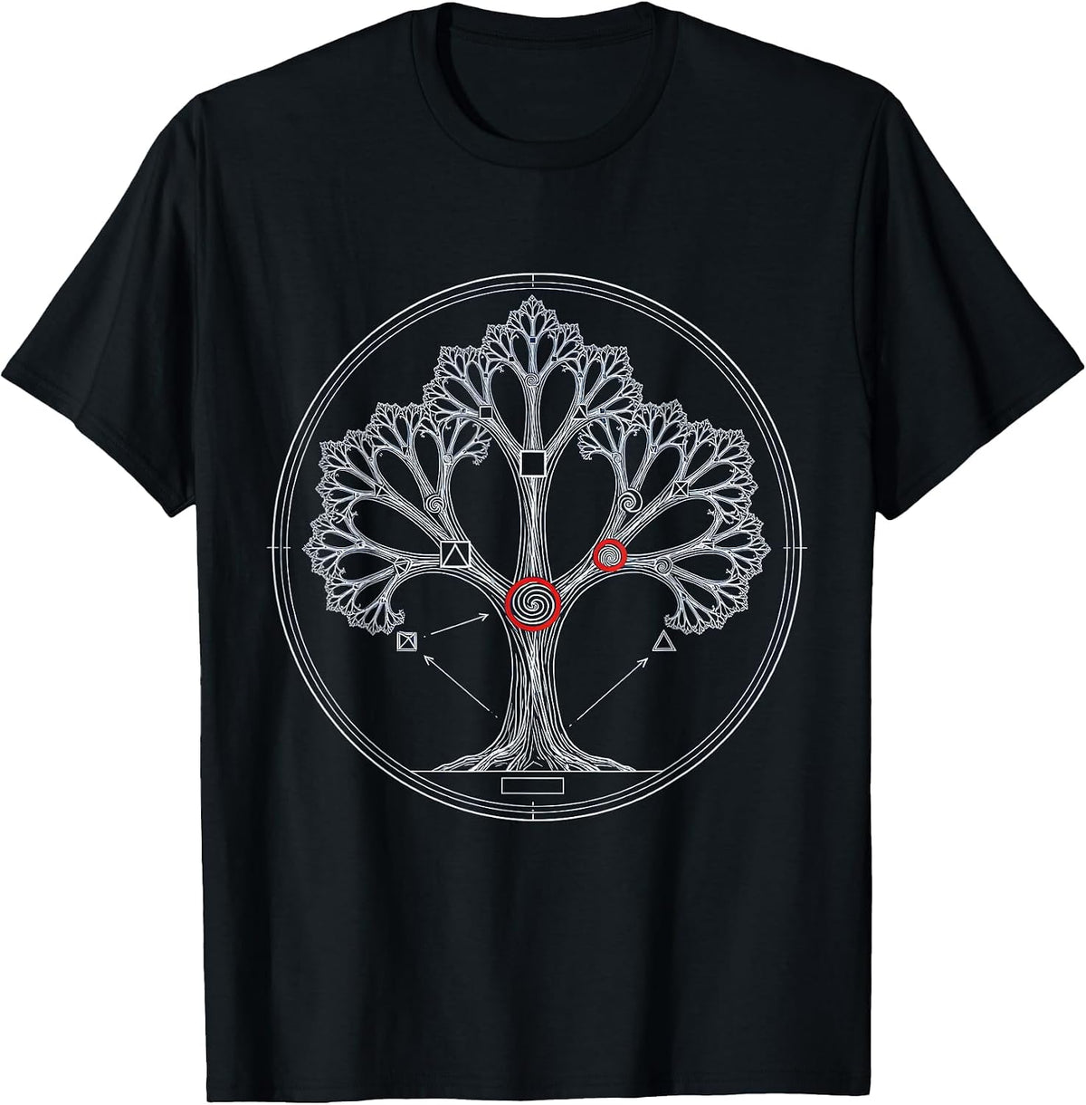 Men's Fractal Tree Math Pattern Math Teacher Design T-Shirt - Black