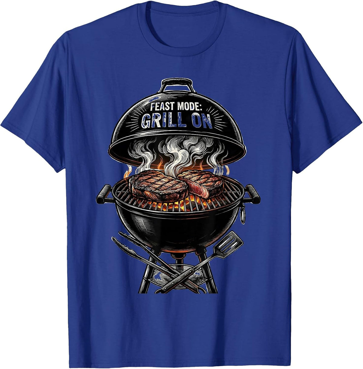 Men's Feast Mode Grill On Labor Day Grilling Design T-Shirt - Royal Blue