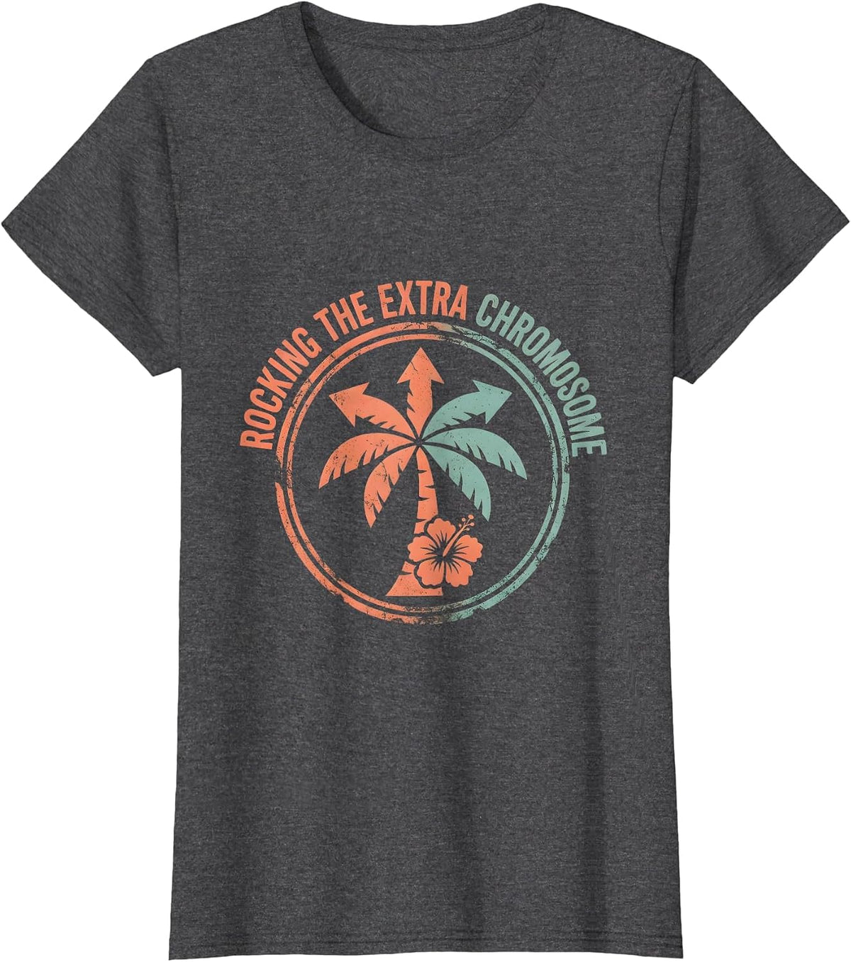 Women's Rocking the Extra Chromosome Awareness Design T-Shirt - Dark Heather Grey