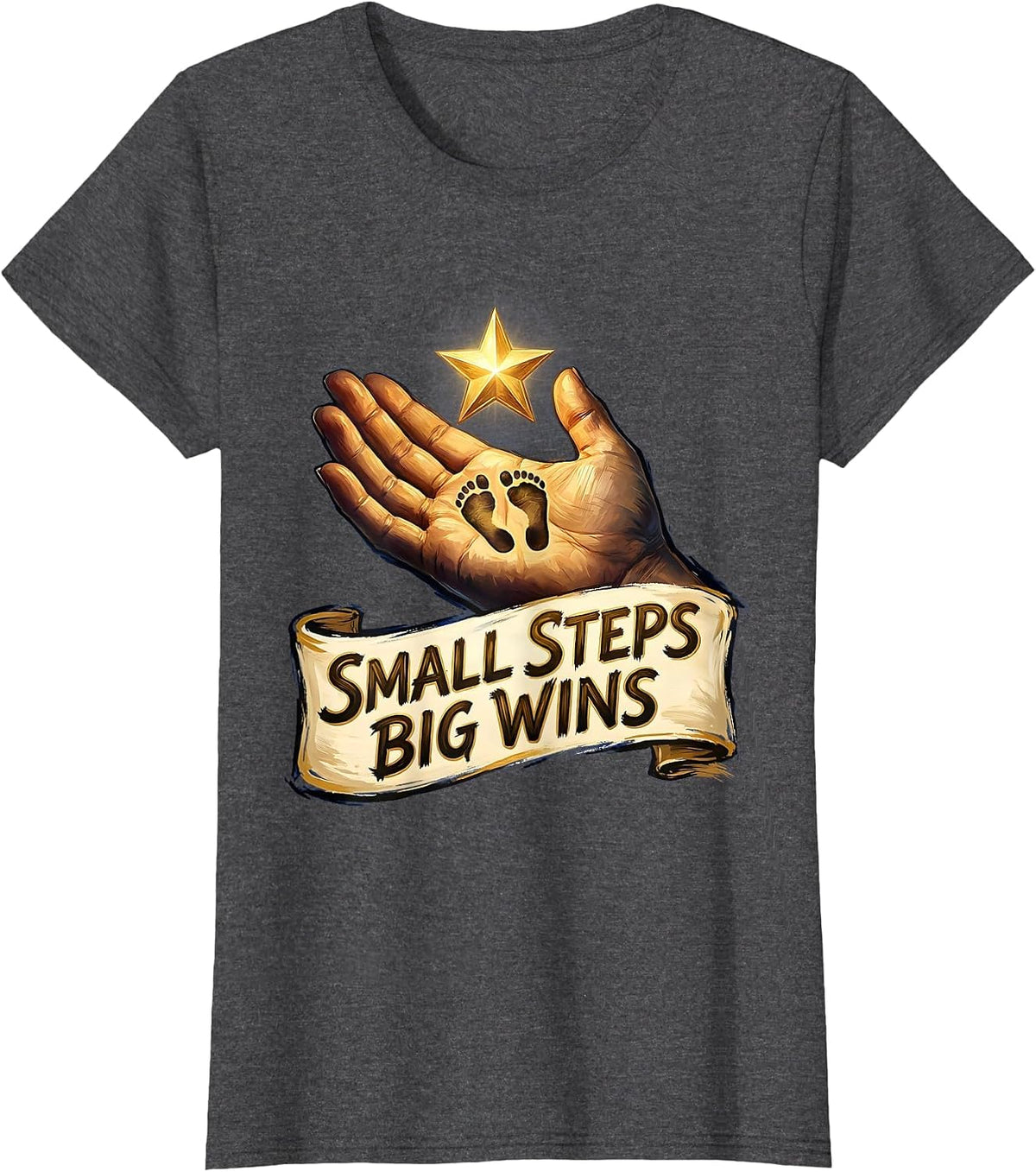 Women's Small Steps Big Wins Special Education Teacher T-Shirt - Dark Heather Grey