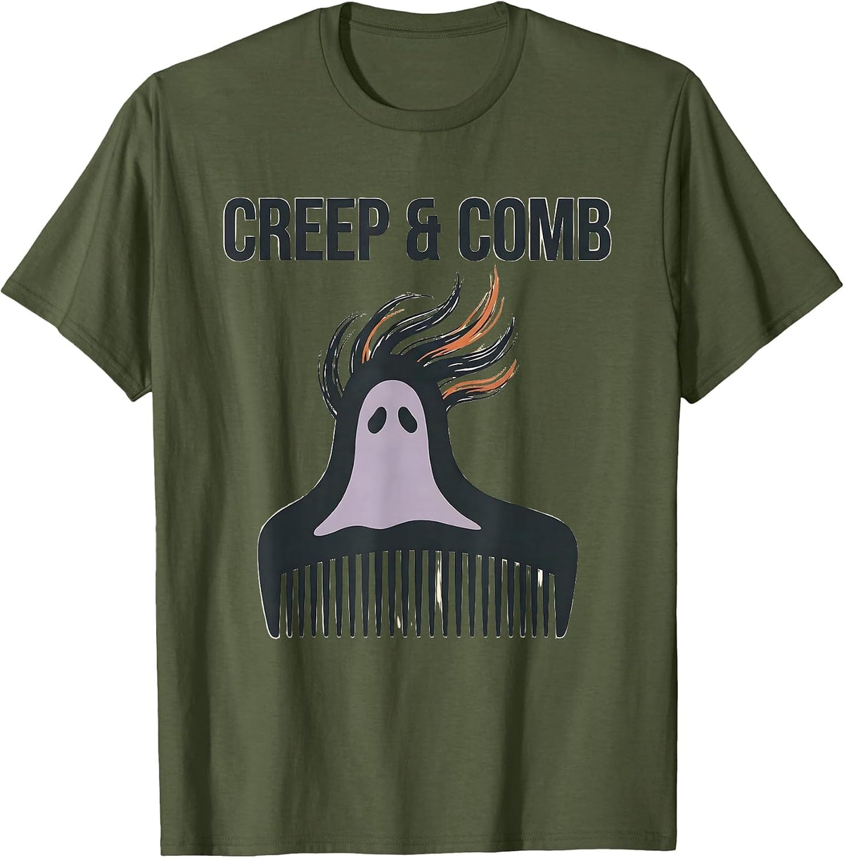 Creep & Comb Editorial Conceptual Halloween Skeleton T-Shirt - Olive Green