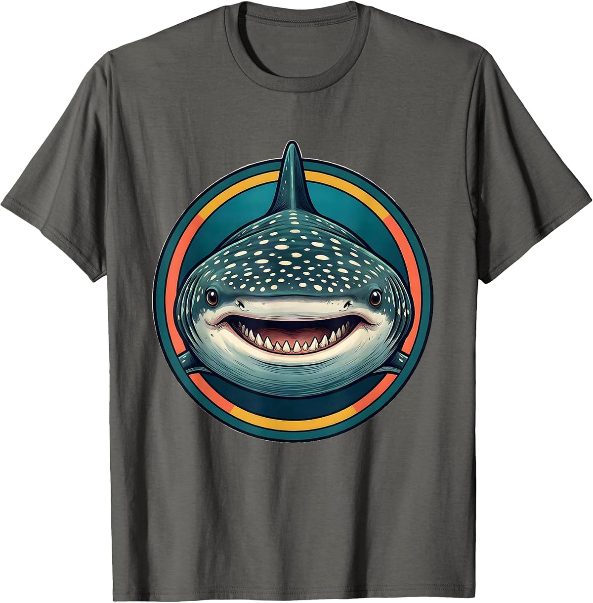 Whale Shark Head Playful Ocean Wildlife Enthusiast T-Shirt - Asphalt Grey