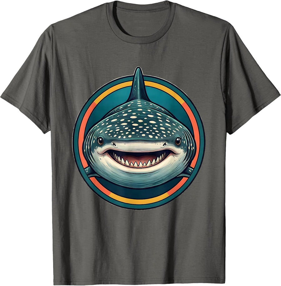 Whale Shark Head Playful Ocean Wildlife Enthusiast T-Shirt - Asphalt Grey