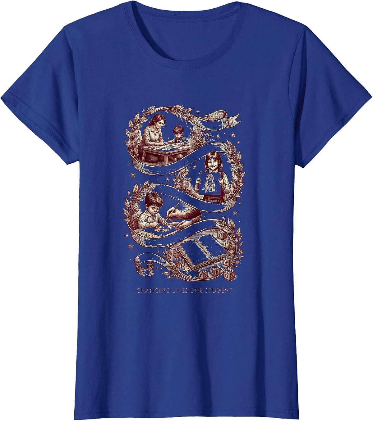 Women's Changing Lives One Student Special Education Teacher T-Shirt - Royal Blue