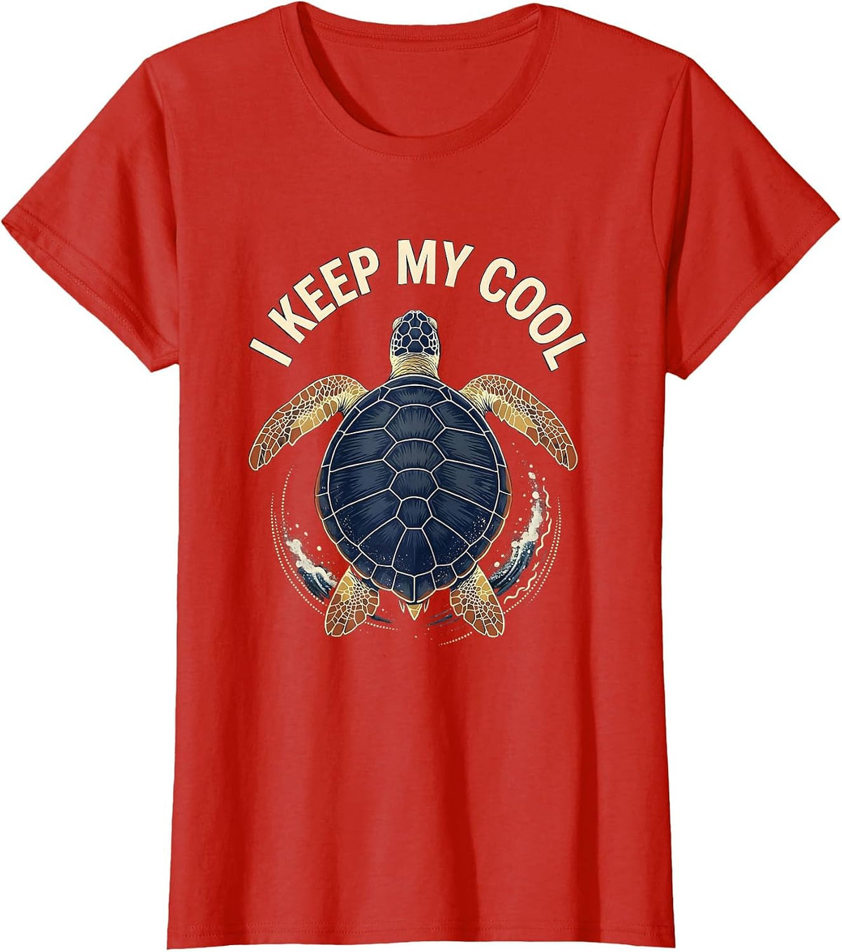 Women's I Keep My Cool Batik Wax Resist Sea Turtle Tropical Vacation T-Shirt - Red