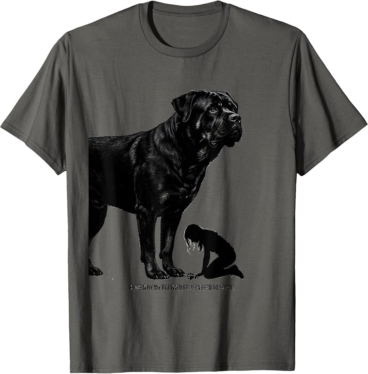Men's Chosen By My Rottweiler, Honored To Serve Funny Dog Lover T-Shirt - Asphalt Grey